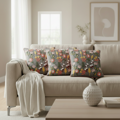 Blooming Meadow Embroidered Cushion Covers