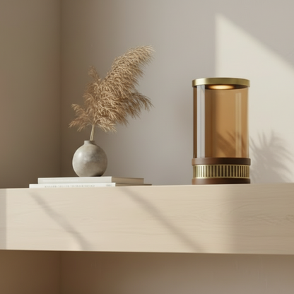 Decorative object on a shelf with a neutral background