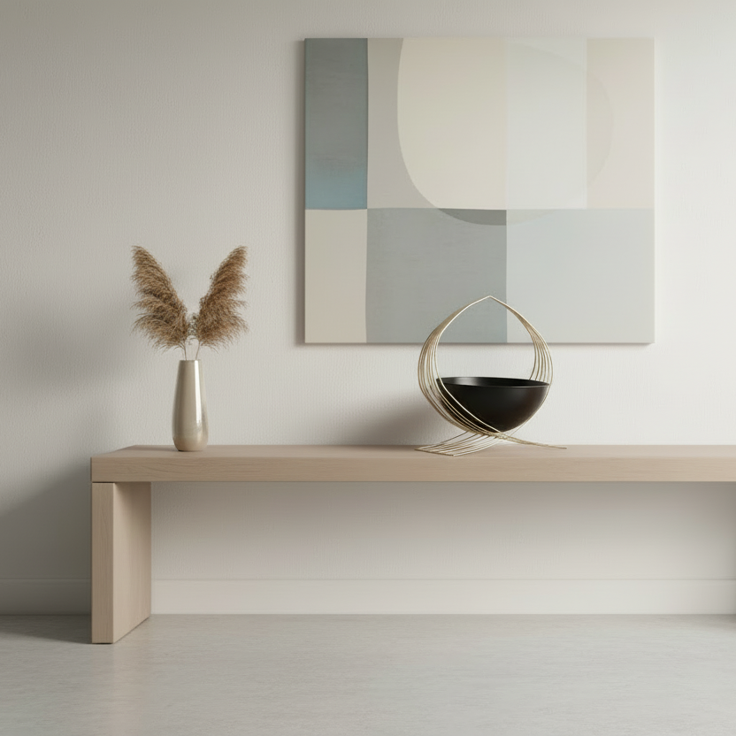 Modern Harmony: Black & Copper Wireframe Fruit Bowl