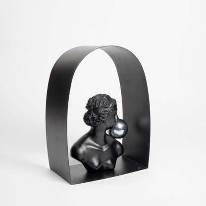 Abstract Bust with Floating Orb Statue
