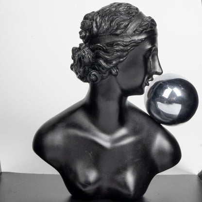 Abstract Bust with Floating Orb Statue