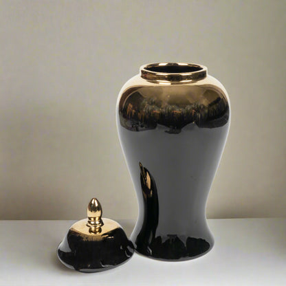 Black and Gold Ceramic Ginger Jar