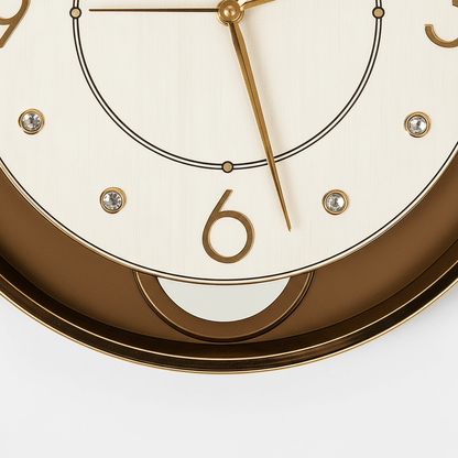 Classic Charm Wall Clock – Beige & Bronze Elegance close-up, showcasing elegant beige dial and bronze accents.