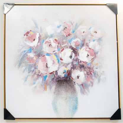 Ethereal Bloom: Soft Pastel Floral Art in Textured Vase