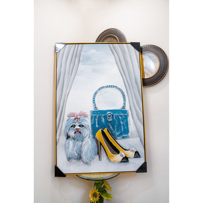 Little Luxuries: Whimsical Dog, Bag & Heels Art