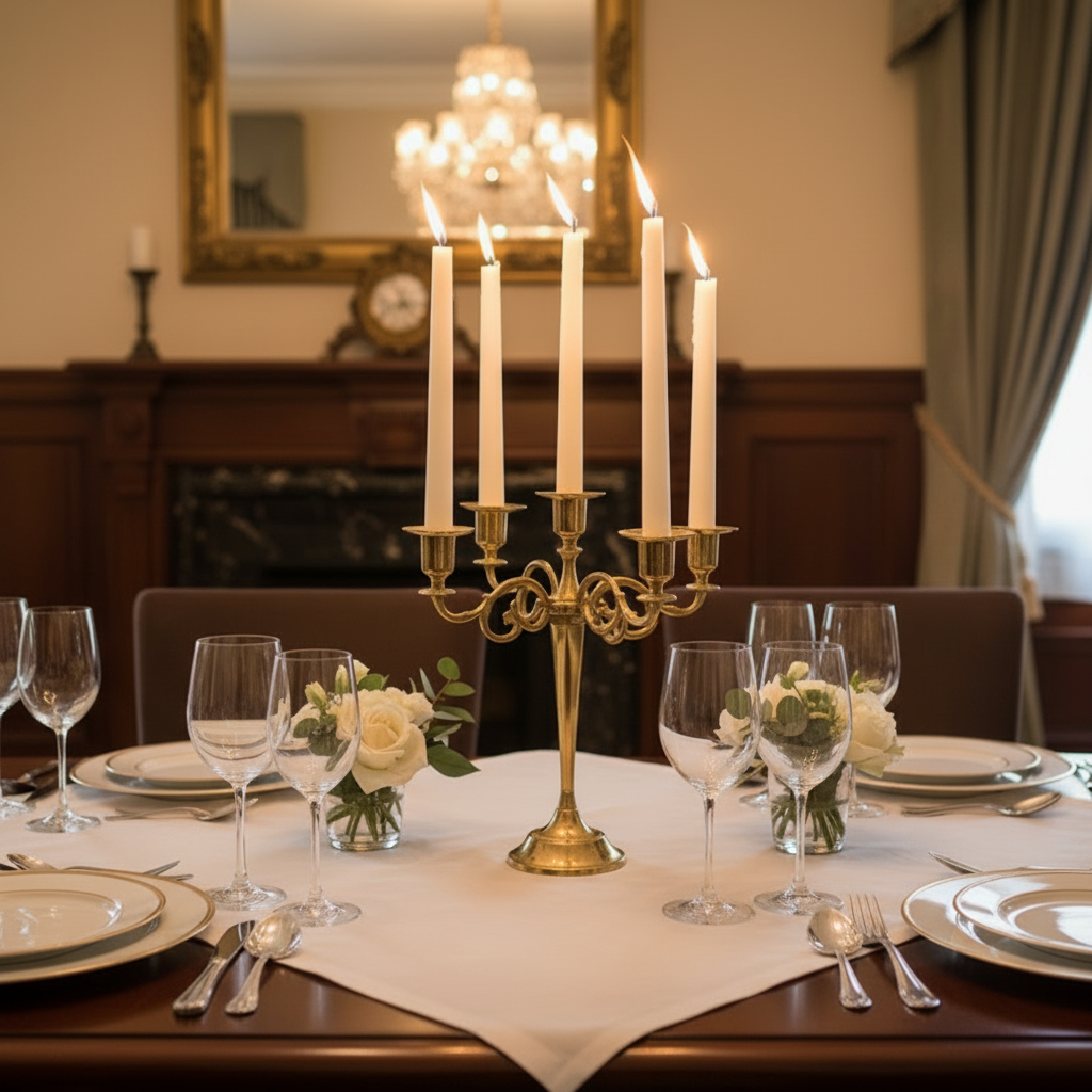 Timeless Radiance: Classic Golden Five-Arm Candelabra