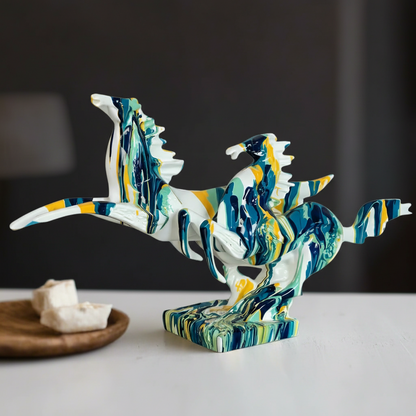 Painted Gallop: Dynamic Abstract Horse Sculpture
