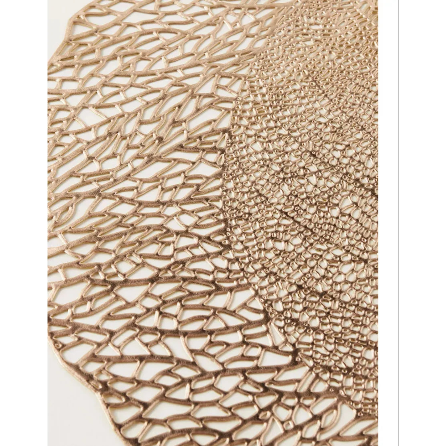 Luminous Rose Gold Fig Leaf Skeleton Premium Placemat – Elegant Metallic Charger (Set of 2)