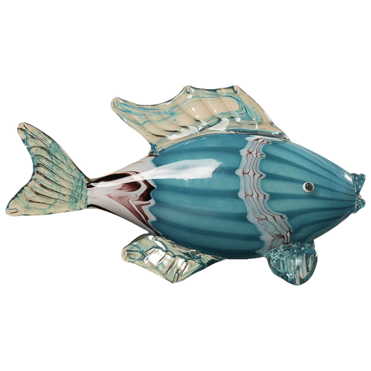 Azure Reef: Hand-Blown Glass Fish Sculpture