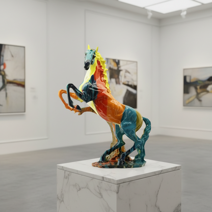 Vibrant Abstract Galloping Horse Sculpture – Modern Art Decor for Bold Interiors
