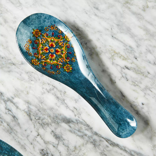 Mediterranean Medallion Glass Spoon Rest