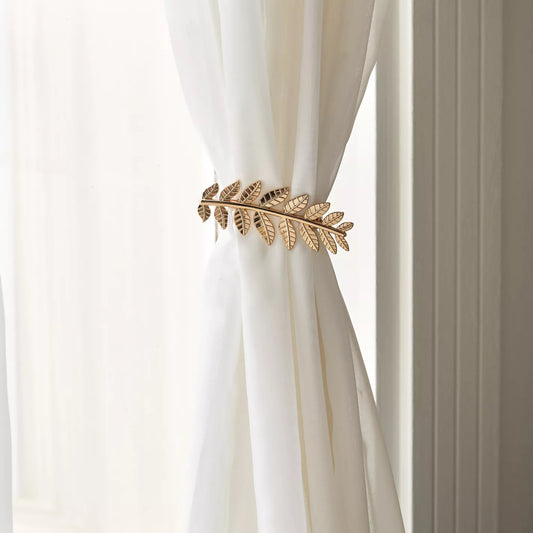 Elegant Gold Leaf Curtain Tie-Back with Hook