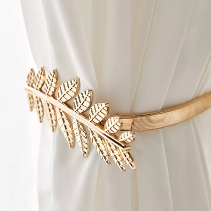 Elegant Gold Leaf Curtain Tie-Back with Hook