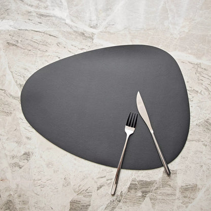 Modern Organic Shape Polyester Placemat in Dark Grey