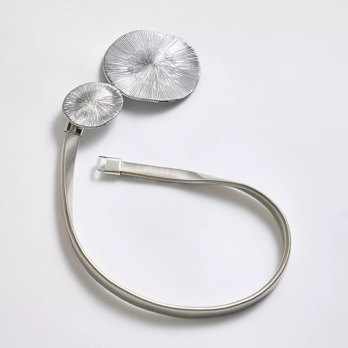 Modern Textured Disc Curtain Tie-Back in Silver (Set of 2)