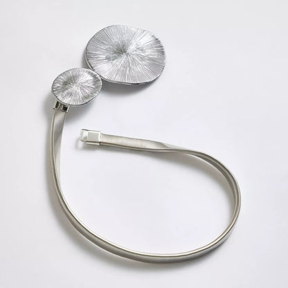 Modern Textured Disc Curtain Tie-Back in Silver (Set of 2)