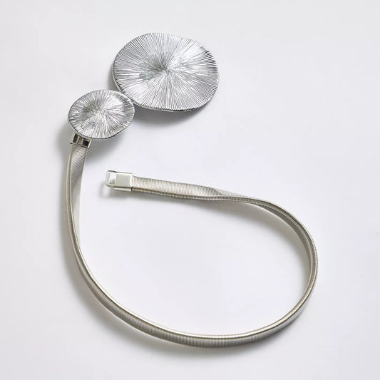 Modern Textured Disc Curtain Tie-Back in Silver (Set of 2)
