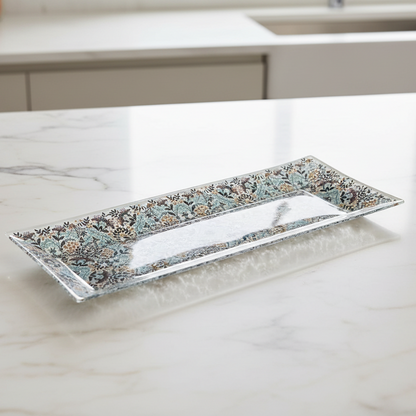 Modern Botanical Glass Serving Tray