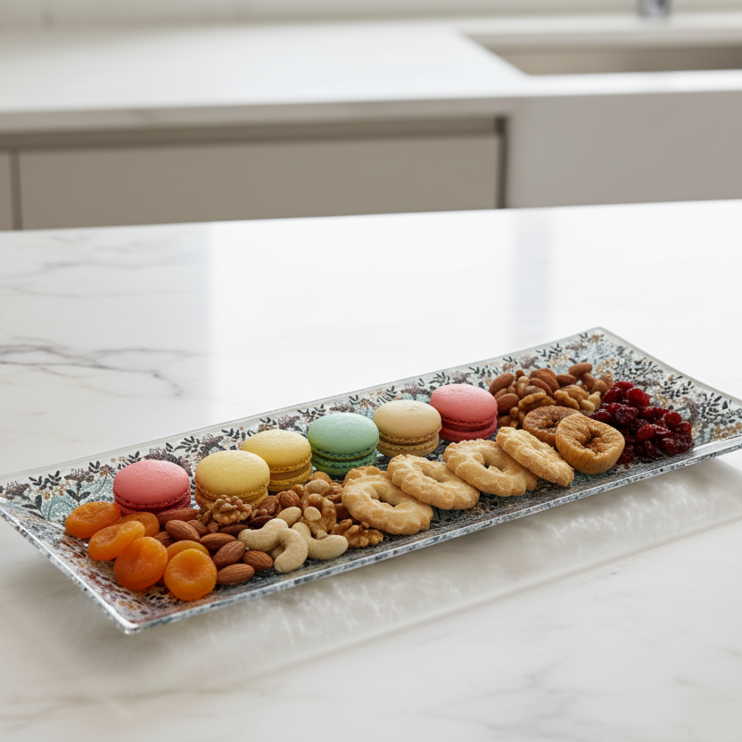 Modern Botanical Glass Serving Tray