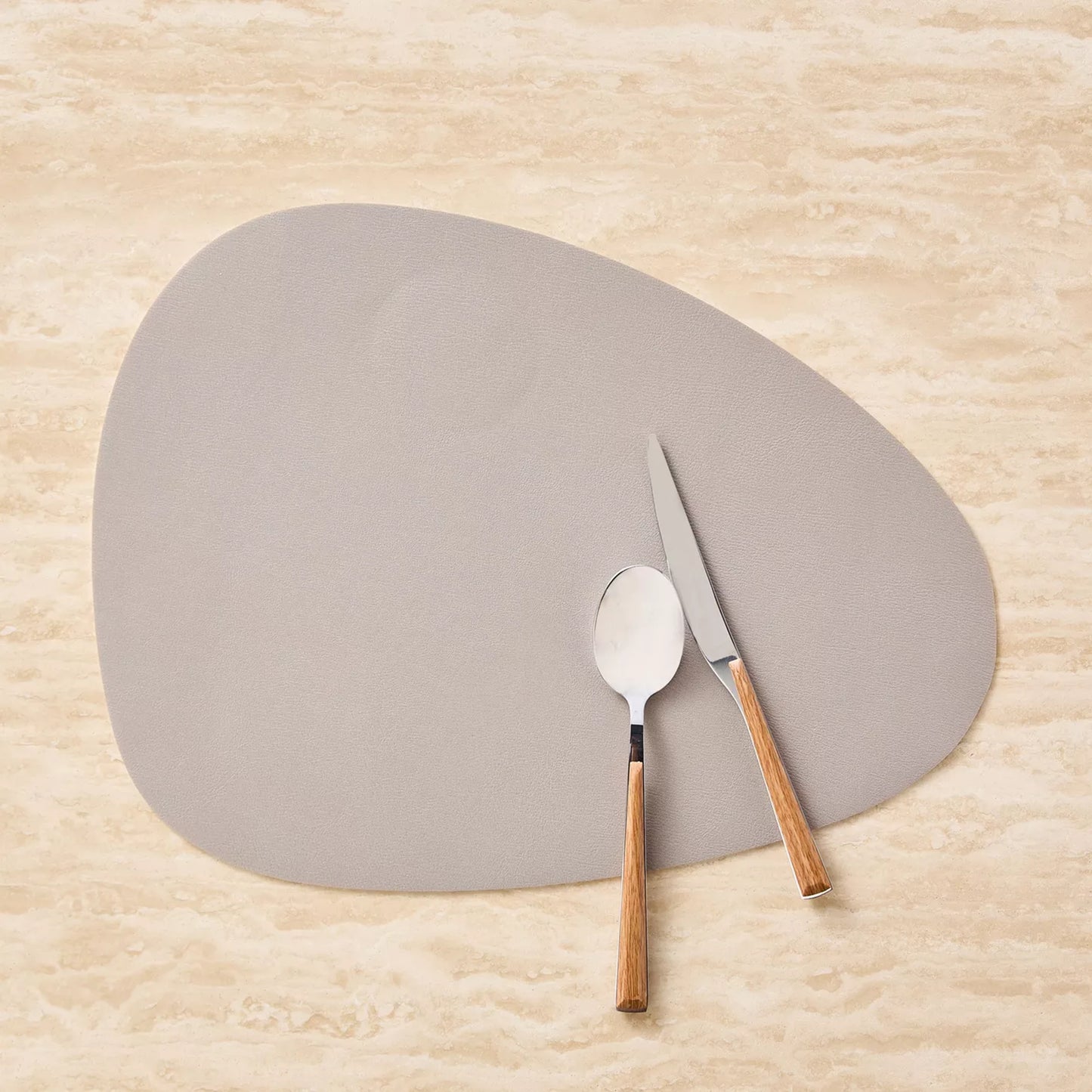 Modern Organic Shape PVC Placemat in Stone Grey