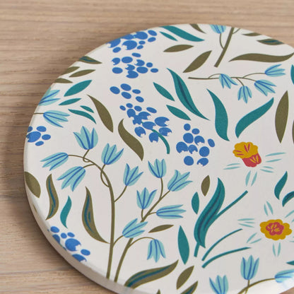 Floral Meadow Round Ceramic Coasters (Set of 4)