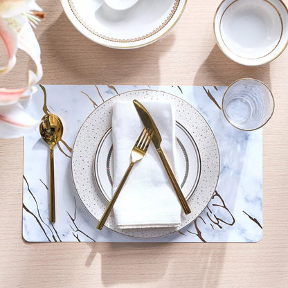 Modern Faux Marble Placemat in White and Gold (Set of 4)