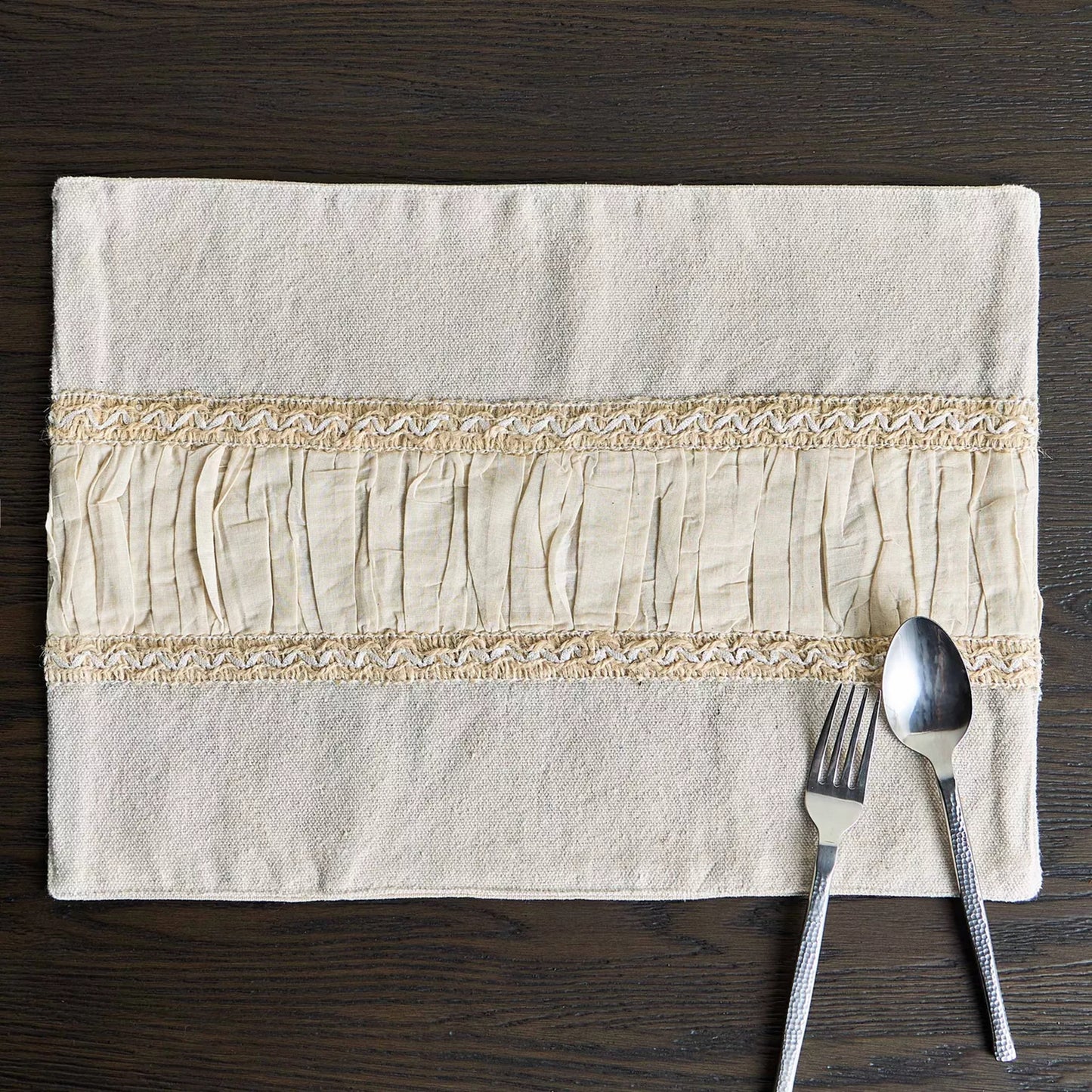 Rustic Chic Ruffled Cotton & Lace Placemat (Set of 4)