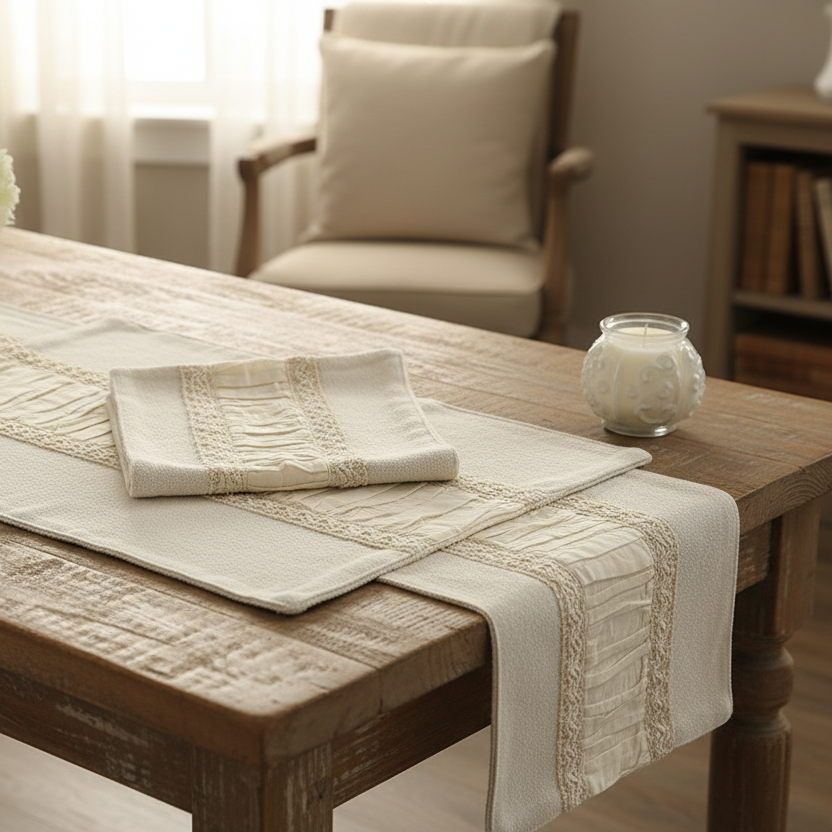 Rustic Chic Ruffled Cotton & Lace Placemat (Set of 4)