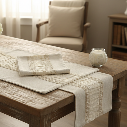 Rustic Chic Ruffled Cotton & Lace Placemat (Set of 4)