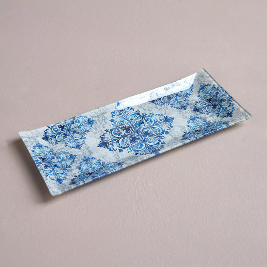 Blue Medallion Rectangular Tray