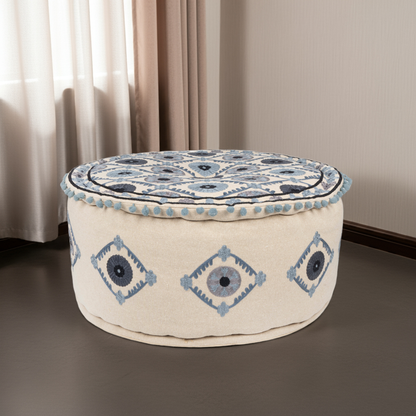 Bohemian Chic Hand-Embroidered Pouf
