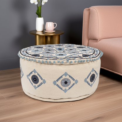 Bohemian Chic Hand-Embroidered Pouf