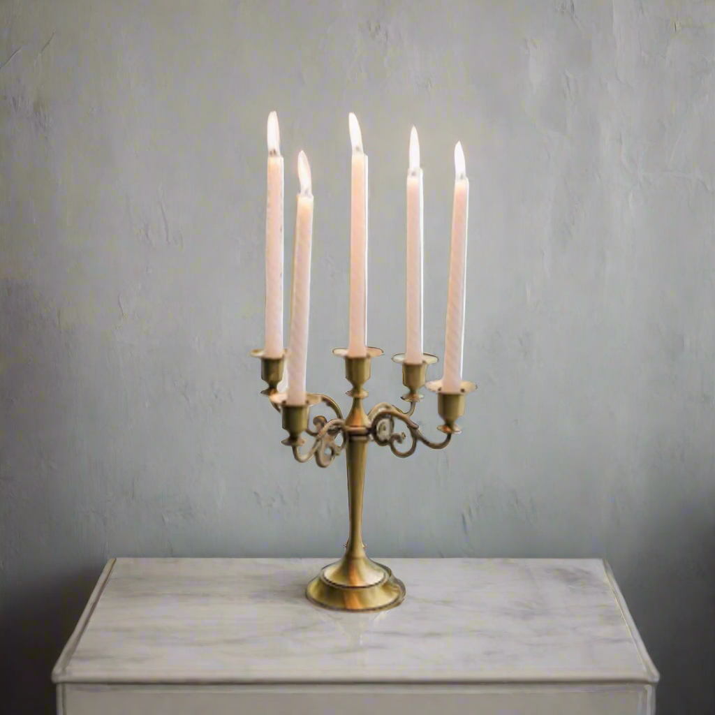 Vintage Grandeur: Antique Bronze Five-Arm Candelabra