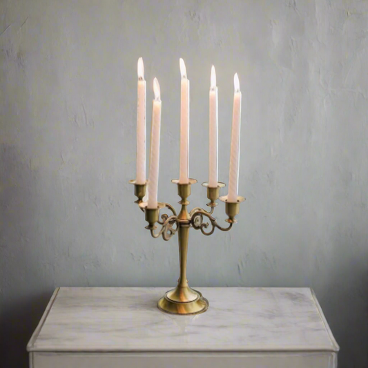 Vintage Grandeur: Antique Bronze Five-Arm Candelabra