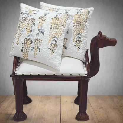 Gilded Wisteria Embroidered Cushion Cover (Set of 2)