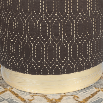 Elegant Geometric Velvet Ottoman in Chocolate