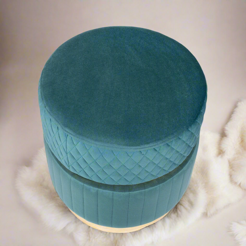Luxurious Teal Velvet Ottoman
