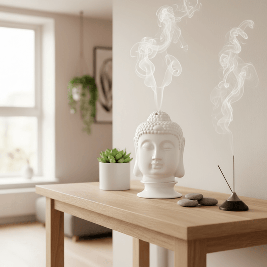 Serene White Ceramic Buddha Head Electric Aroma Diffuser