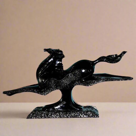Midnight Gallop: Abstract Black Equestrian Sculpture