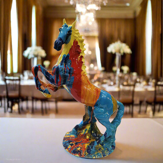 Vibrant Abstract Galloping Horse Sculpture – Modern Art Decor for Bold Interiors