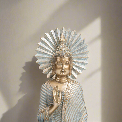 Serene Seated Buddha Statue with Aureole
