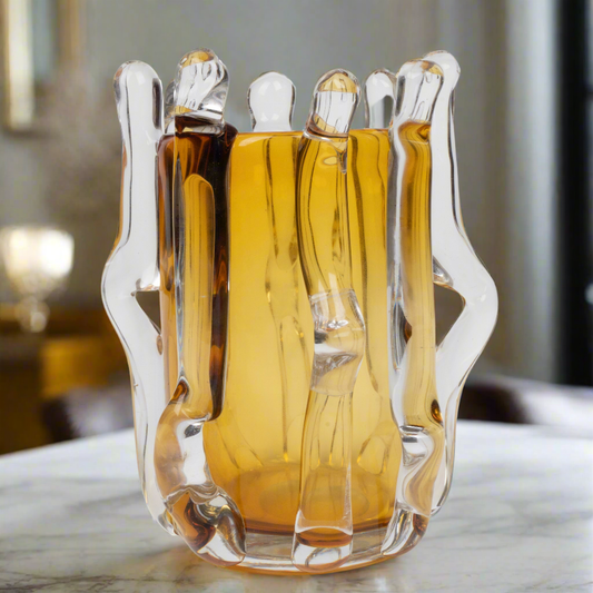 Amber Radiance Hand-Blown Glass Vase