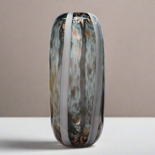 Ethereal Swirl: Multi-Toned Art Glass Vase with Copper Inclusions