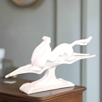 Galloping Grace: Abstract White Equestrian Sculpture