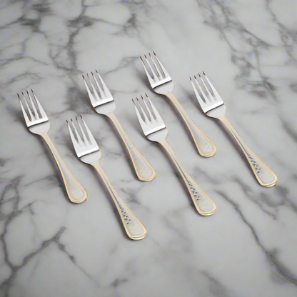 Elegant Stainless Steel Dessert Forks Set with Decorative Handles - 6 Piece Cutlery