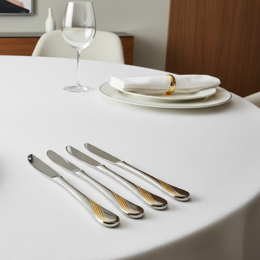 Gilded Edge: Elegant Stainless Steel Knives with Gold-Toned Handles (set of 6)