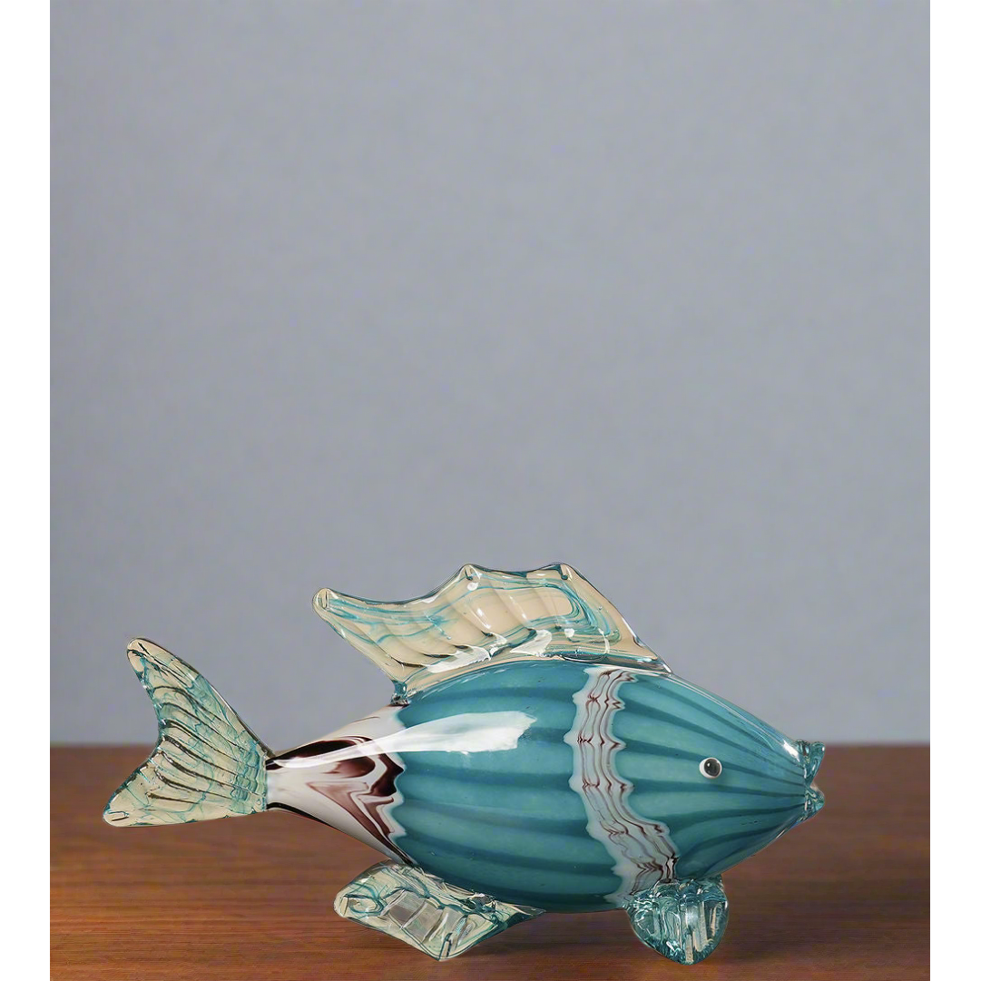 Azure Reef: Hand-Blown Glass Fish Sculpture