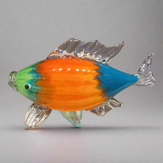 Oceanic Jewel: Vibrant Hand-Blown Glass Fish Sculpture