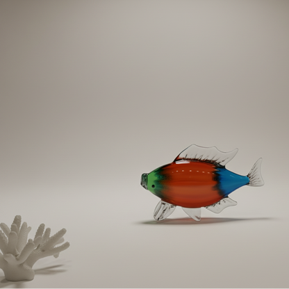 Colorful fish model on a plain background