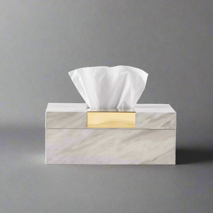 Luxurious Marble look & Gold Tissue Box – Elegant Modern Decor for Bathroom & Living Space